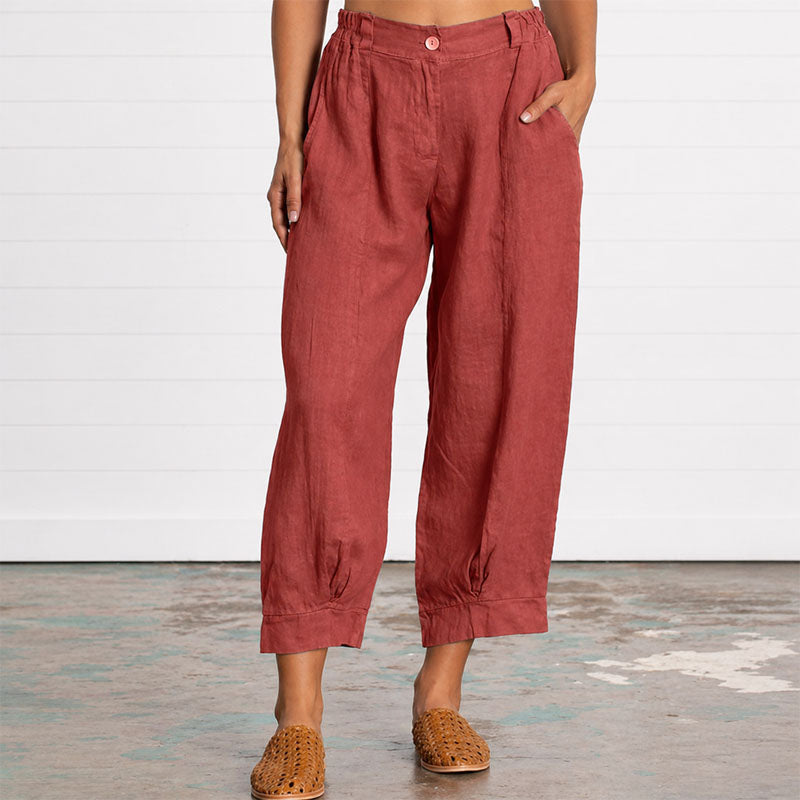 Georgia - Women's Linen-Look Relaxed Cropped Pants