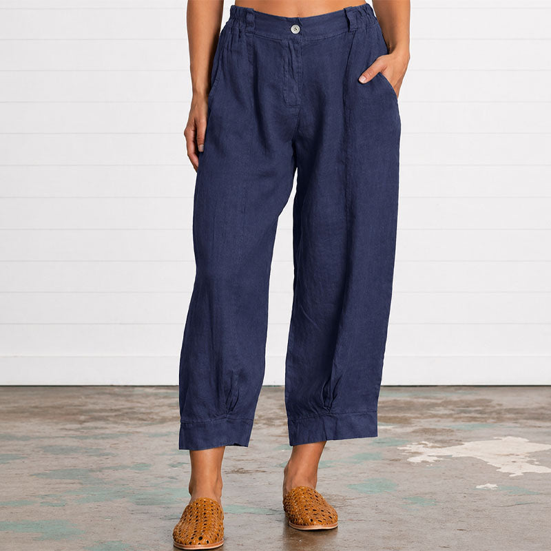Georgia - Women's Linen-Look Relaxed Cropped Pants
