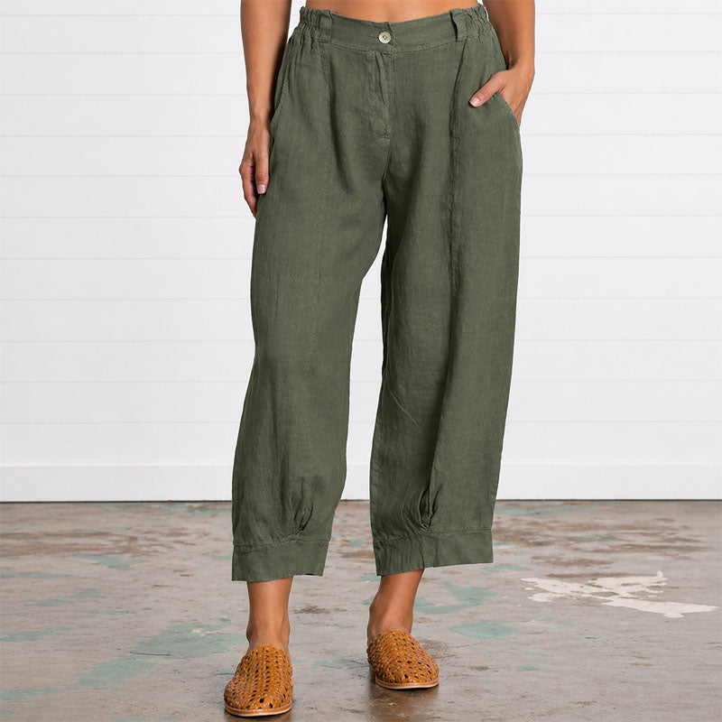 Georgia - Women's Linen-Look Relaxed Cropped Pants