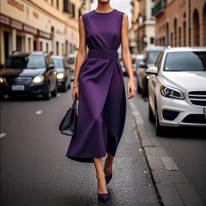 Hadley - Women's Wrap Round Neck Midi Dress