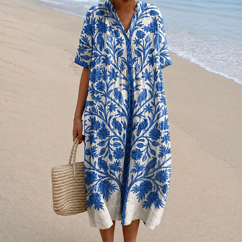 Haley - Women's Printed Relaxed Maxi Dress