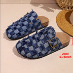 Isolde - Women's Frayed Denim Comfort Clogs