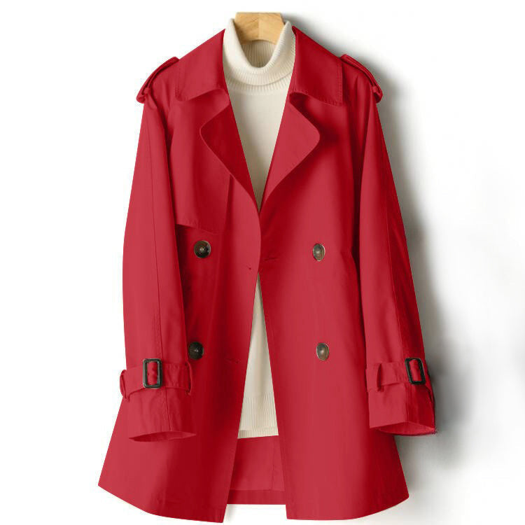 Jamie - Women's Drawstring Double-Breasted Trench Coat