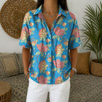 Janet - Women’s Short Sleeve V-Neck Blouse