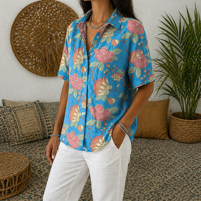 Janet - Women’s Short Sleeve V-Neck Blouse