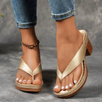 Janice - Women's V-Strap Low Heel Sandals