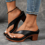 Janice - Women's V-Strap Low Heel Sandals