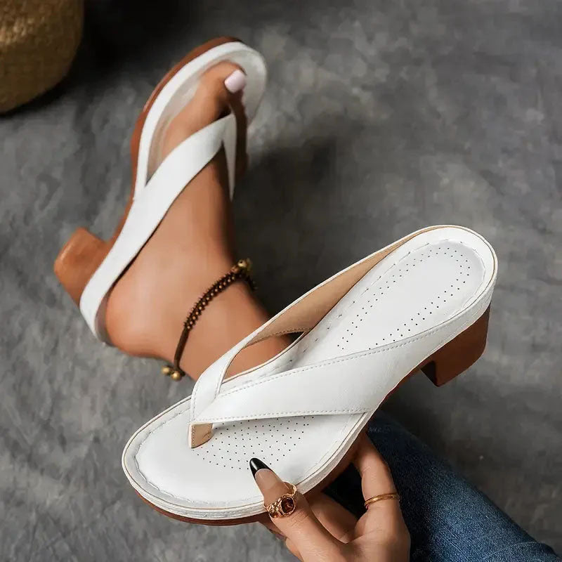 Janice - Women's V-Strap Low Heel Sandals