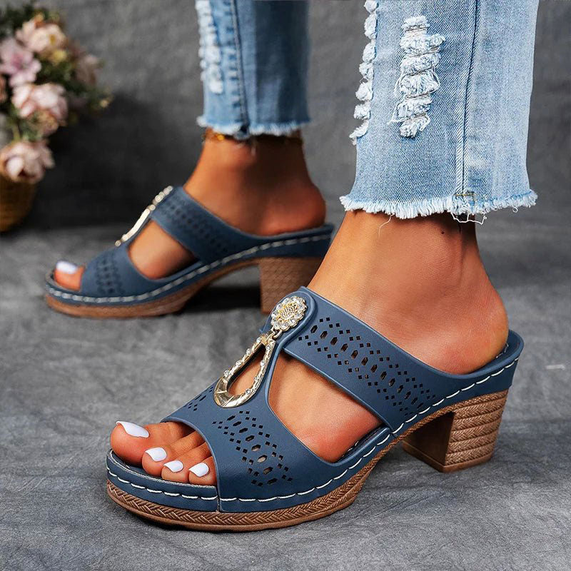 Jennifer - Women's Cutout Strap Ornament Sandals