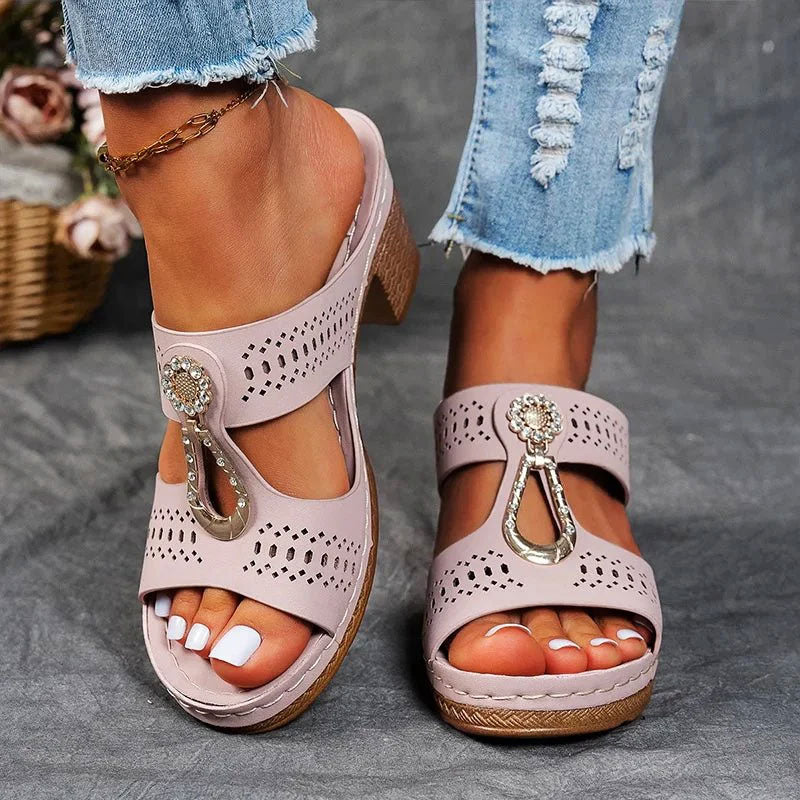 Jennifer - Women's Cutout Strap Ornament Sandals
