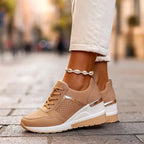Jessica - Lace-Up Wedge Sneakers with Metallic Detail