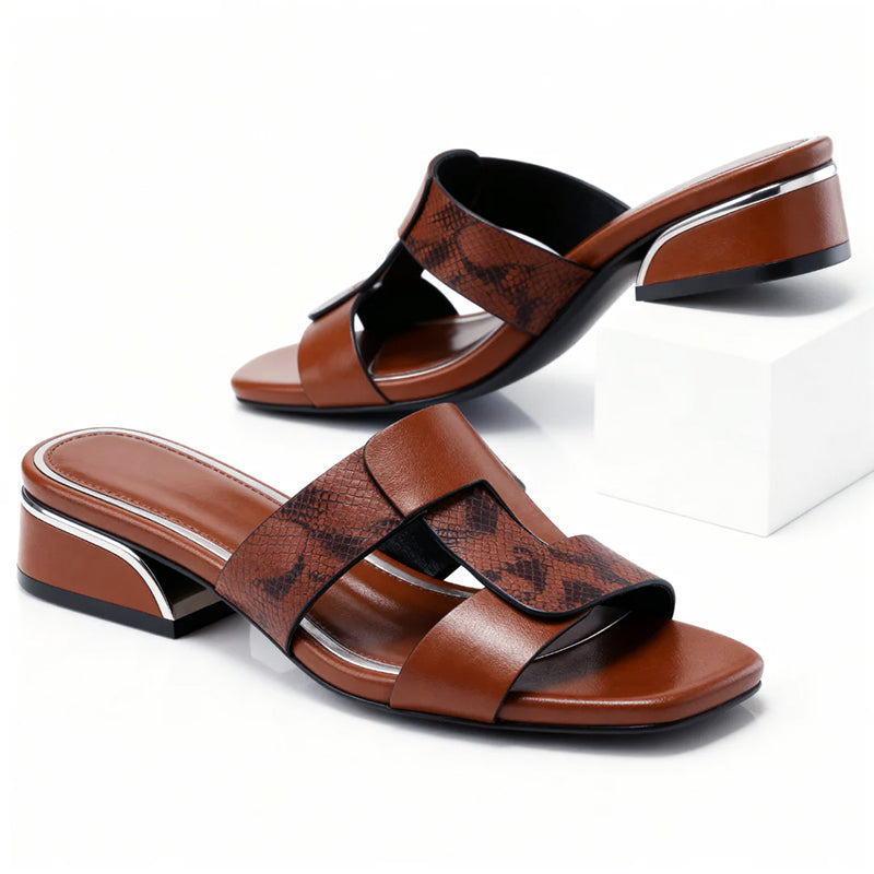 Jessica - Women’s Chic Snake Pattern Mule Sandals