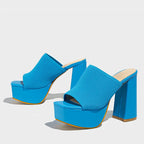 Joy - Women's Ribbed Platform Block Heel Mules