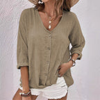 Judith - Women’s Button-Up V-Neck Blouse