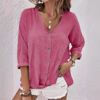 Judith - Women’s Button-Up V-Neck Blouse