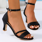 Julia - Women’s Glitter Ankle Strap Heeled Sandals