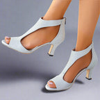 Julia - Women’s Open-Toe Heels with T-Strap Design