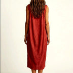 Juliet - Cotton-Linen Cowl-Neck Midi Dress