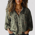 Kara - Women's Boho Print Button-Down Shirt