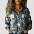 Kara - Women's Boho Print Button-Down Shirt