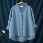 Katherine - Women's Ruffled Edge Button-Front Blouse