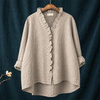 Katherine - Women's Ruffled Edge Button-Front Blouse