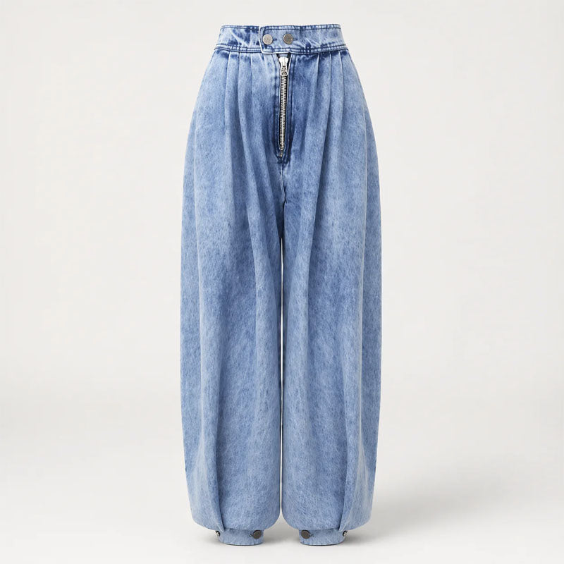 Katie - Women's High-Waisted Balloon Denim Pants