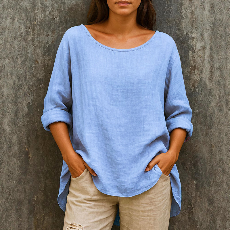 Keira - Women's Cotton Crew Neck Relaxed Top
