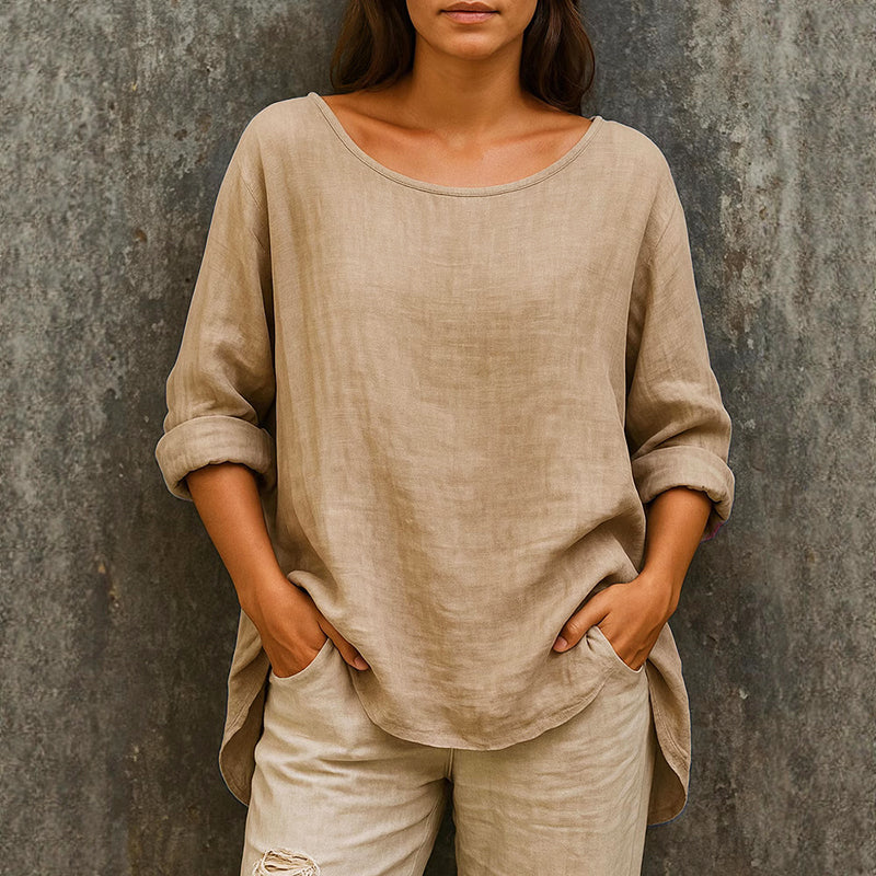 Keira - Women's Cotton Crew Neck Relaxed Top