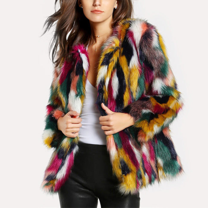 Kelly - Women's Patchwork Faux-Fur Coat