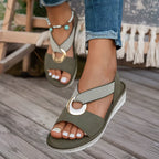 Kelly - Women's Open Toe Ring Strap Flat Sandals