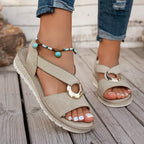 Kelly - Women's Open Toe Ring Strap Flat Sandals