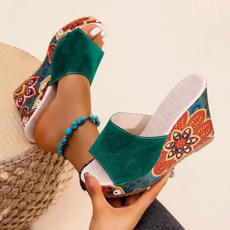 Kendall - Women’s Patterned Platform Slip-On Sandals