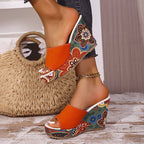 Kendall - Women’s Patterned Platform Slip-On Sandals