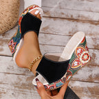 Kendall - Women’s Patterned Platform Slip-On Sandals