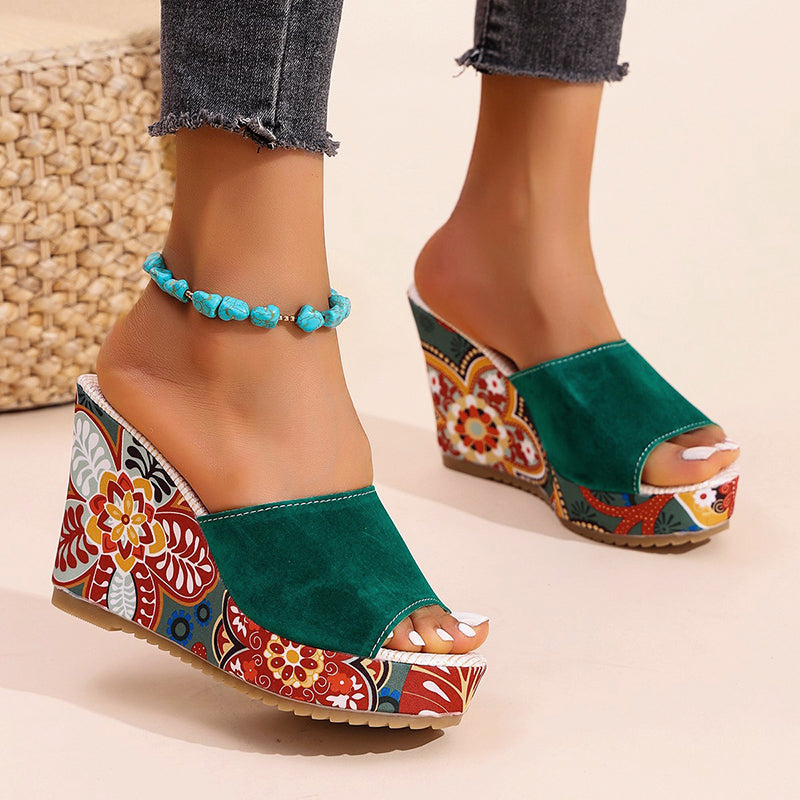 Kendall - Women’s Patterned Platform Slip-On Sandals