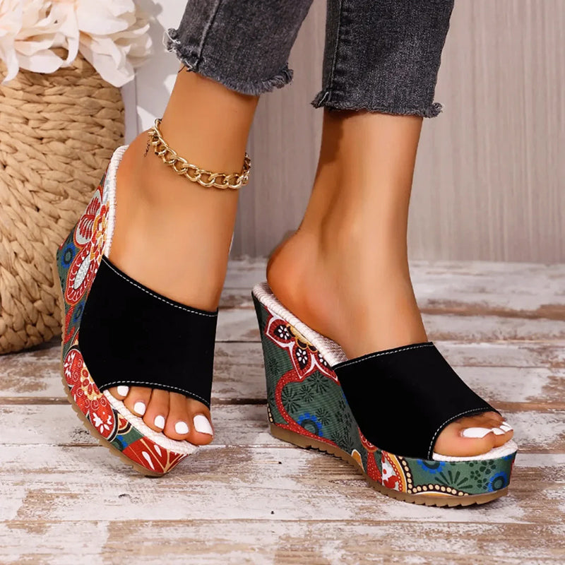 Kendall - Women’s Patterned Platform Slip-On Sandals