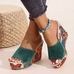 Kendall - Women’s Patterned Platform Slip-On Sandals