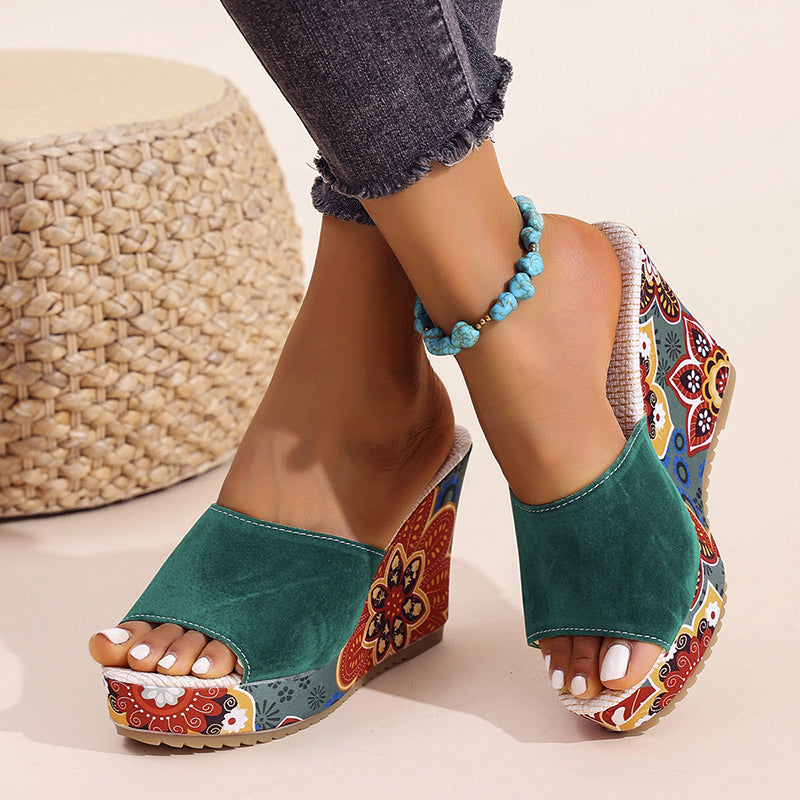 Kendall - Women’s Patterned Platform Slip-On Sandals