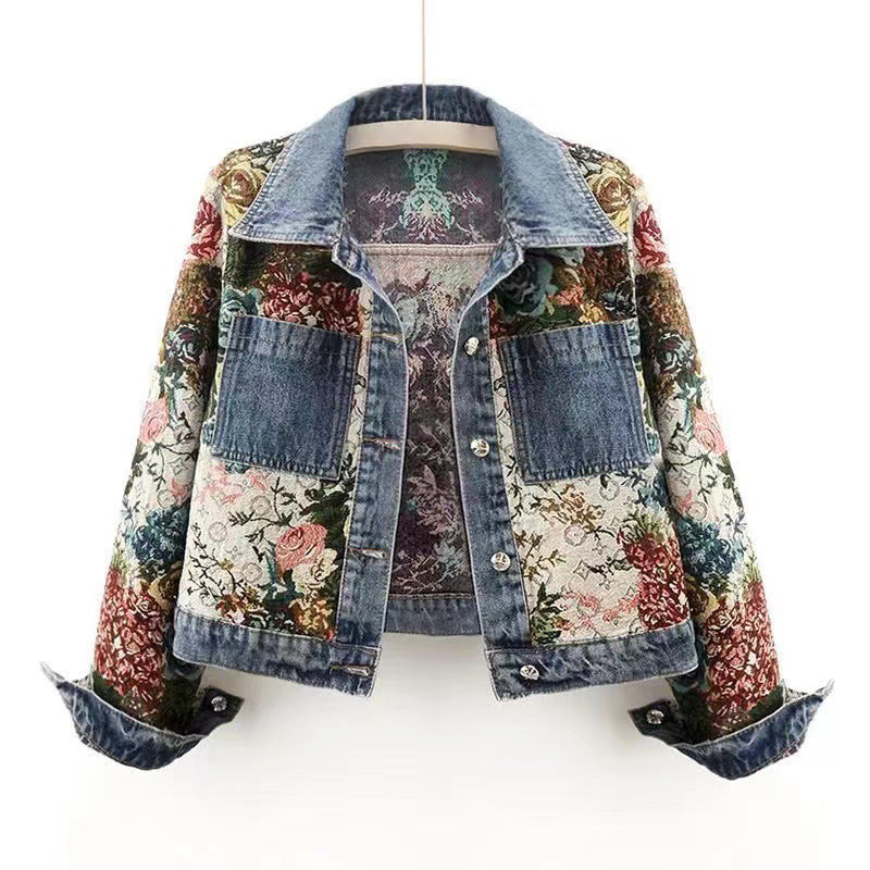 Kiana - Women’s Printed Denim Button Jacket