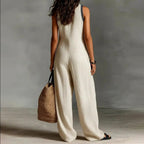 Lara - Women's Embroidered Tank Linen Jumpsuit