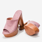 Lauren - Women's Minimal Platform Block Heel Mules
