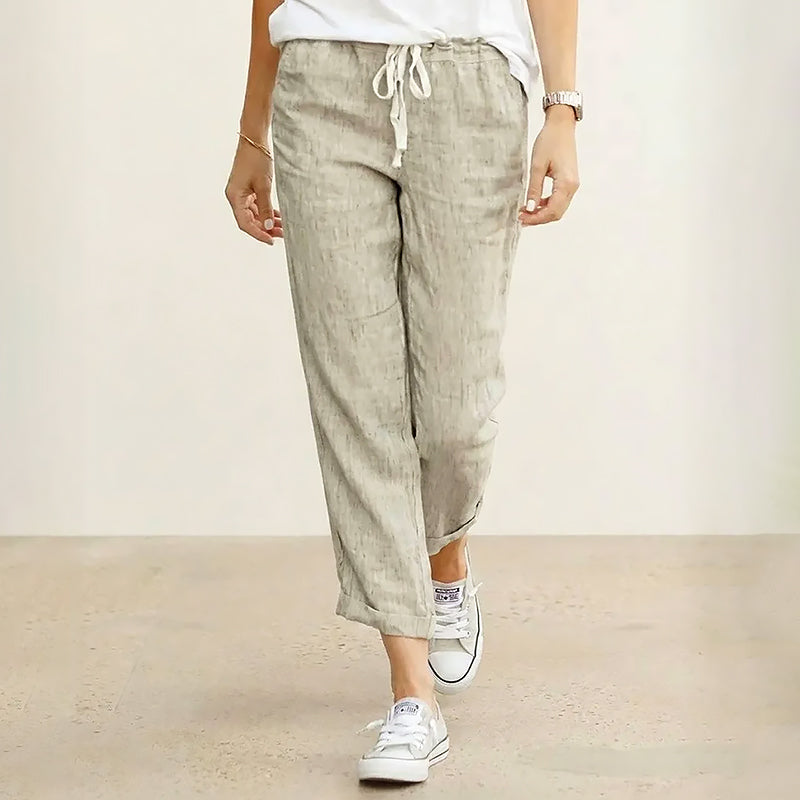 Leah - Women’s Cotton Drawstring Pants with Relaxed Fit