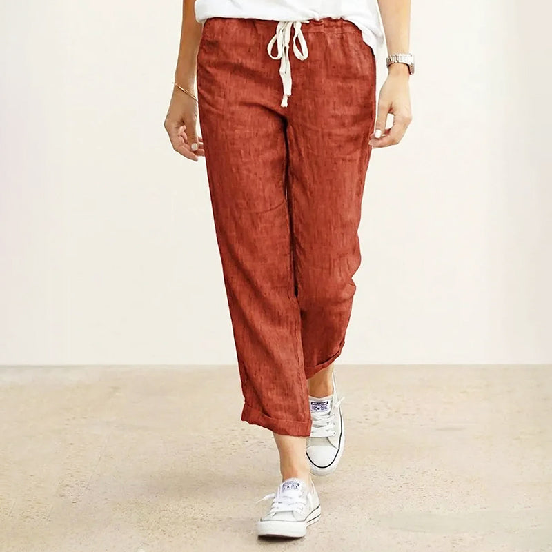 Leah - Women’s Cotton Drawstring Pants with Relaxed Fit