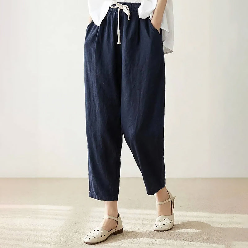 Leah - Women’s Cotton Drawstring Pants with Relaxed Fit