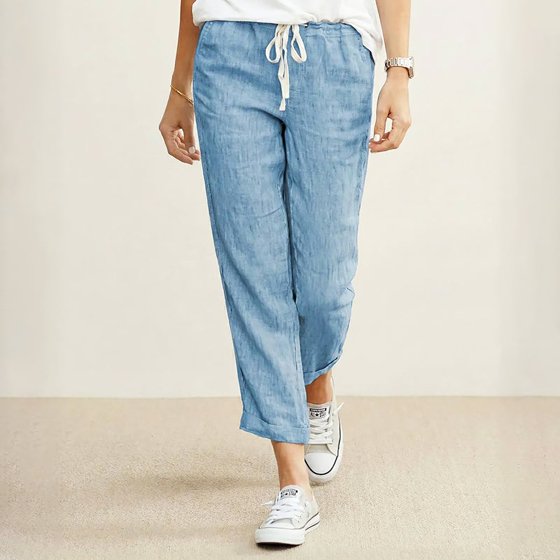 Leah - Women’s Cotton Drawstring Pants with Relaxed Fit