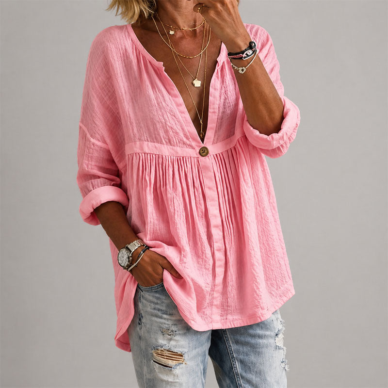 Leanna - Women's Loose V-Neck Tunic Blouse