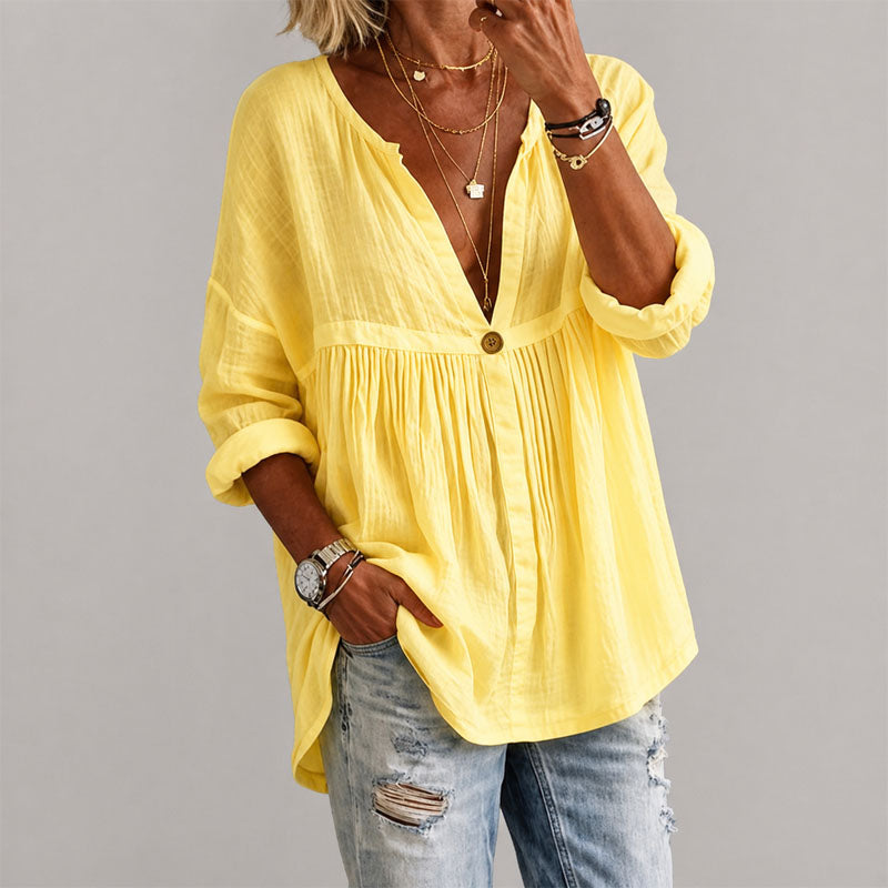 Leanna - Women's Loose V-Neck Tunic Blouse