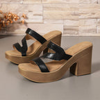 Leslie - Women's Cutout Strap Platform Block Heel Sandals