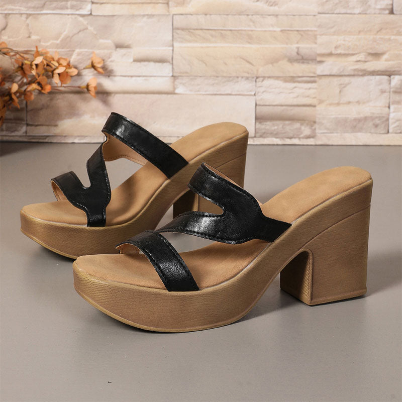 Leslie - Women's Cutout Strap Platform Block Heel Sandals